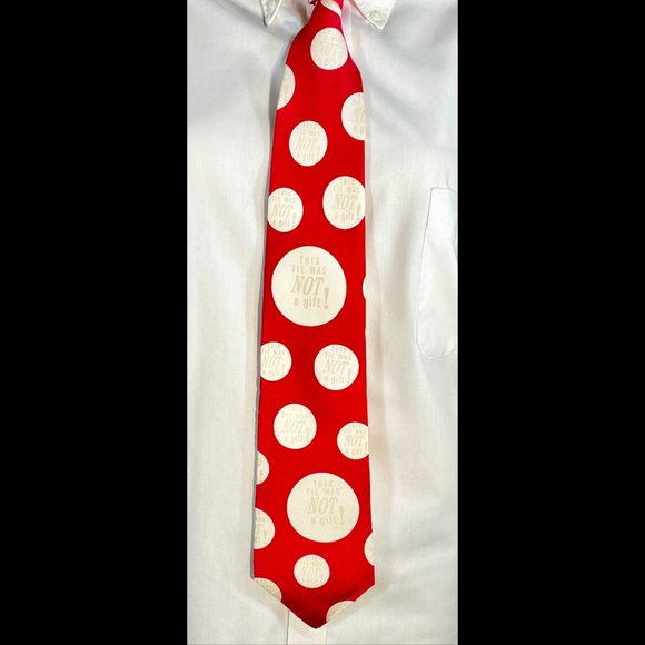 ▪️VTG▪️EXECUTIVE COLL▪️Polka Dot "This Tie Was Not A Gift" Silk Brocade Tie - Picture 2 of 4